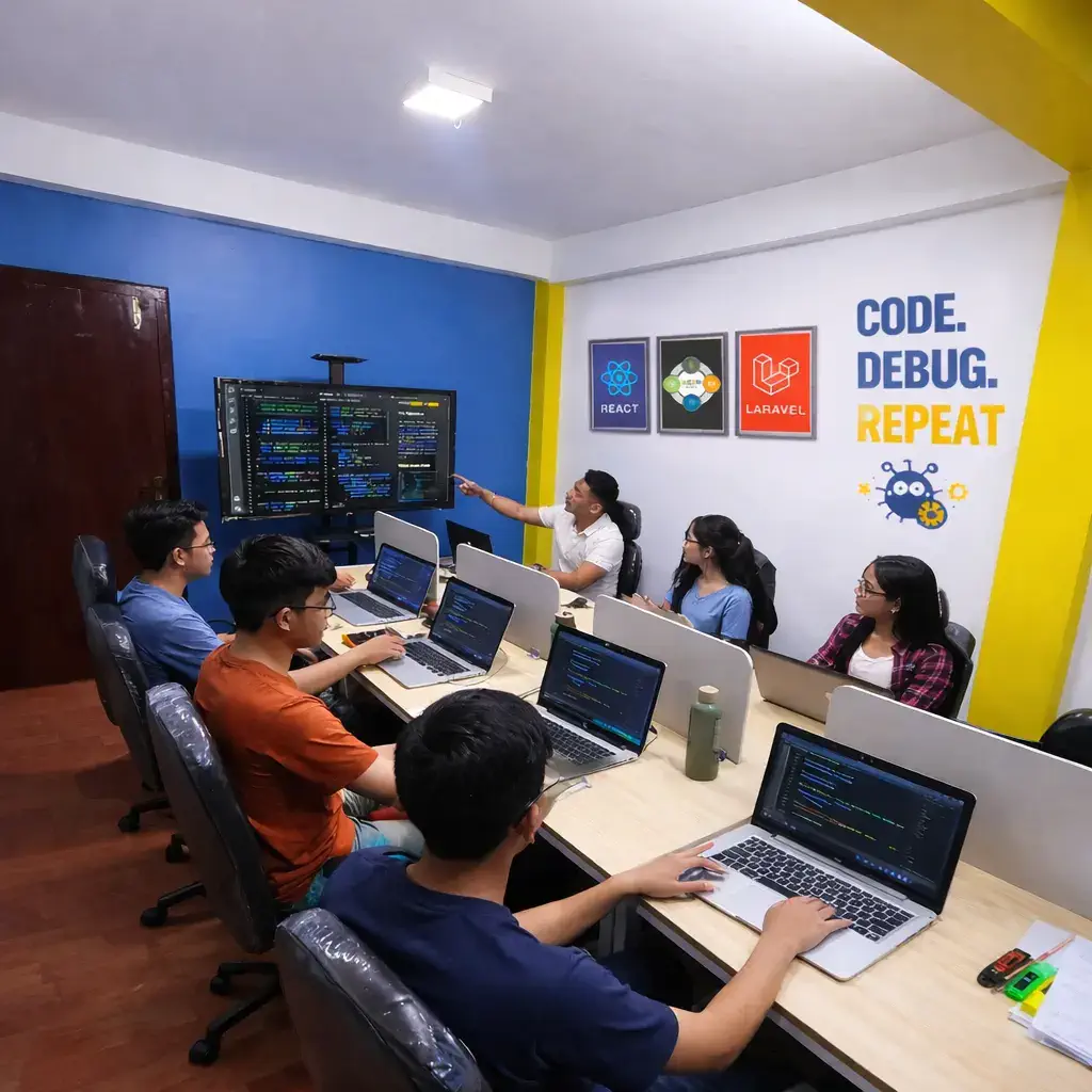 Students learning IT skills at Mystic Academy Kathmandu